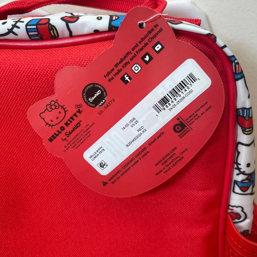 Hello Kitty Lunch Tote Bag Red Insulated‎ Kids School Bag